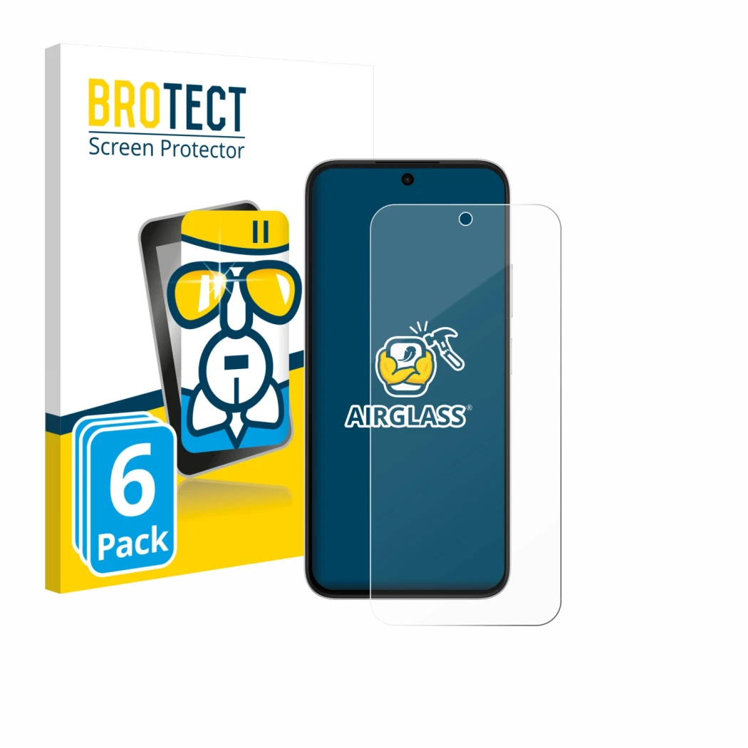Front side of a product packaging with the brand logo BROTECT. Next to it is the device Oppo A6s 5G shown with the correspondi