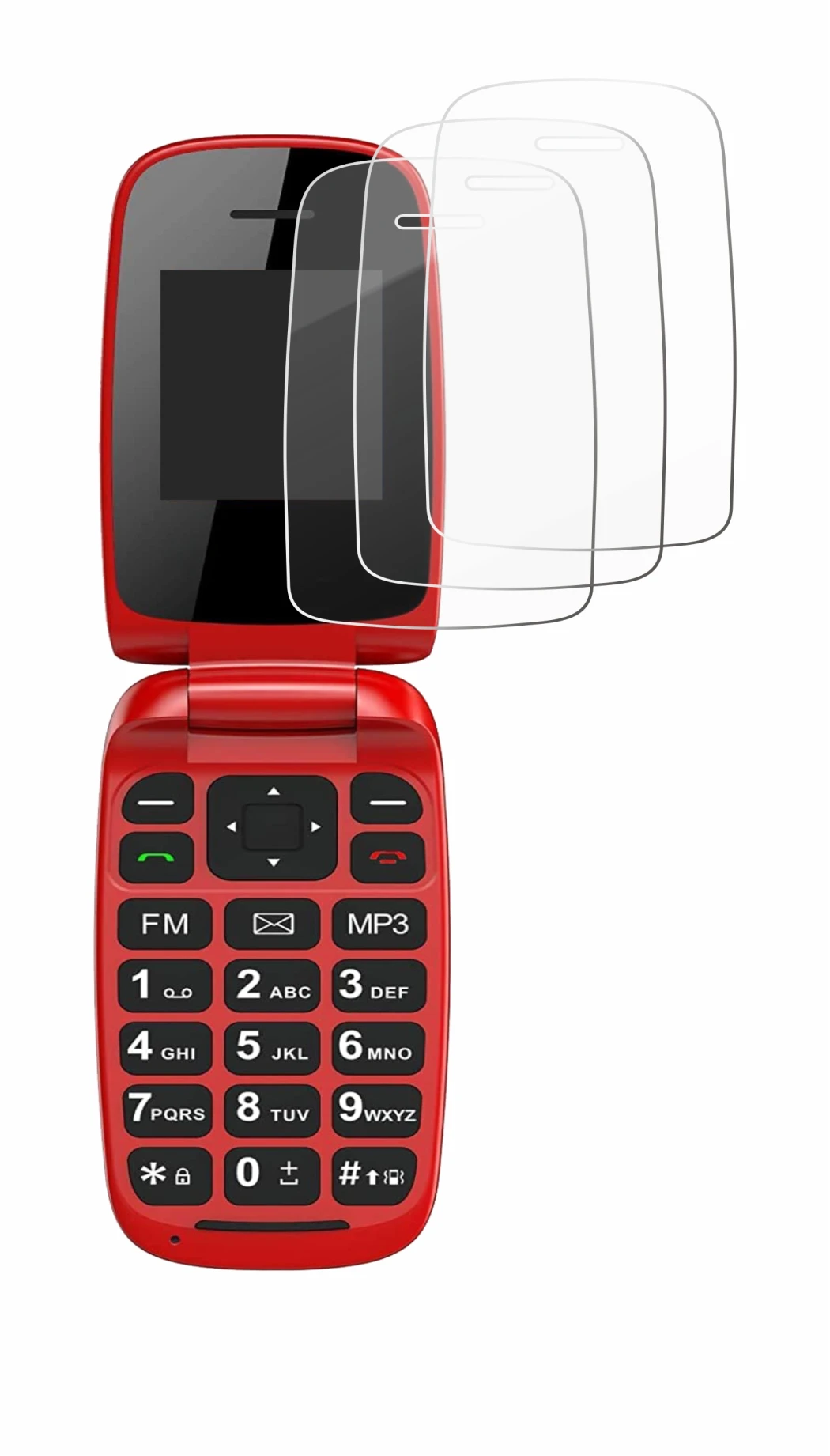 Image of the device Chakeyake R341 with a wide variety of screen protectors.