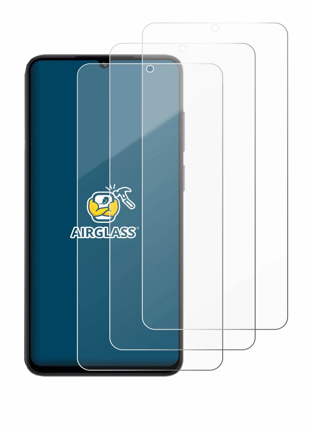 Image of the device Honor X5d Plus with a wide variety of screen protectors.