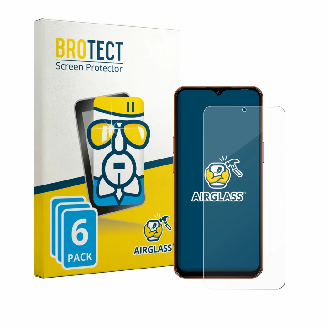 Front side of a product packaging with the brand logo BROTECT. Next to it is the device Oscal Flat 3C shown with the correspon