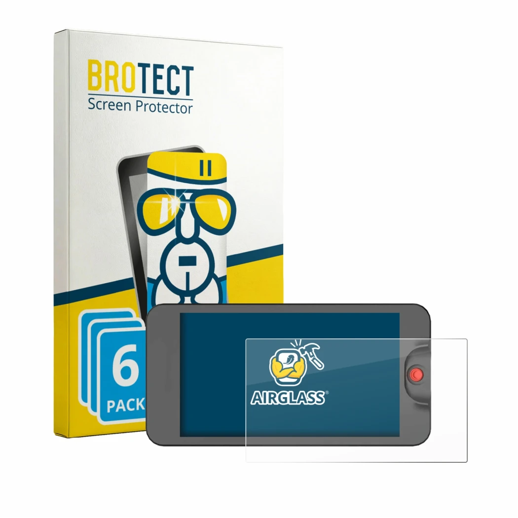 Front side of a product packaging with the brand logo BROTECT. Next to it is the device Osee T5 Plus shown with the correspond