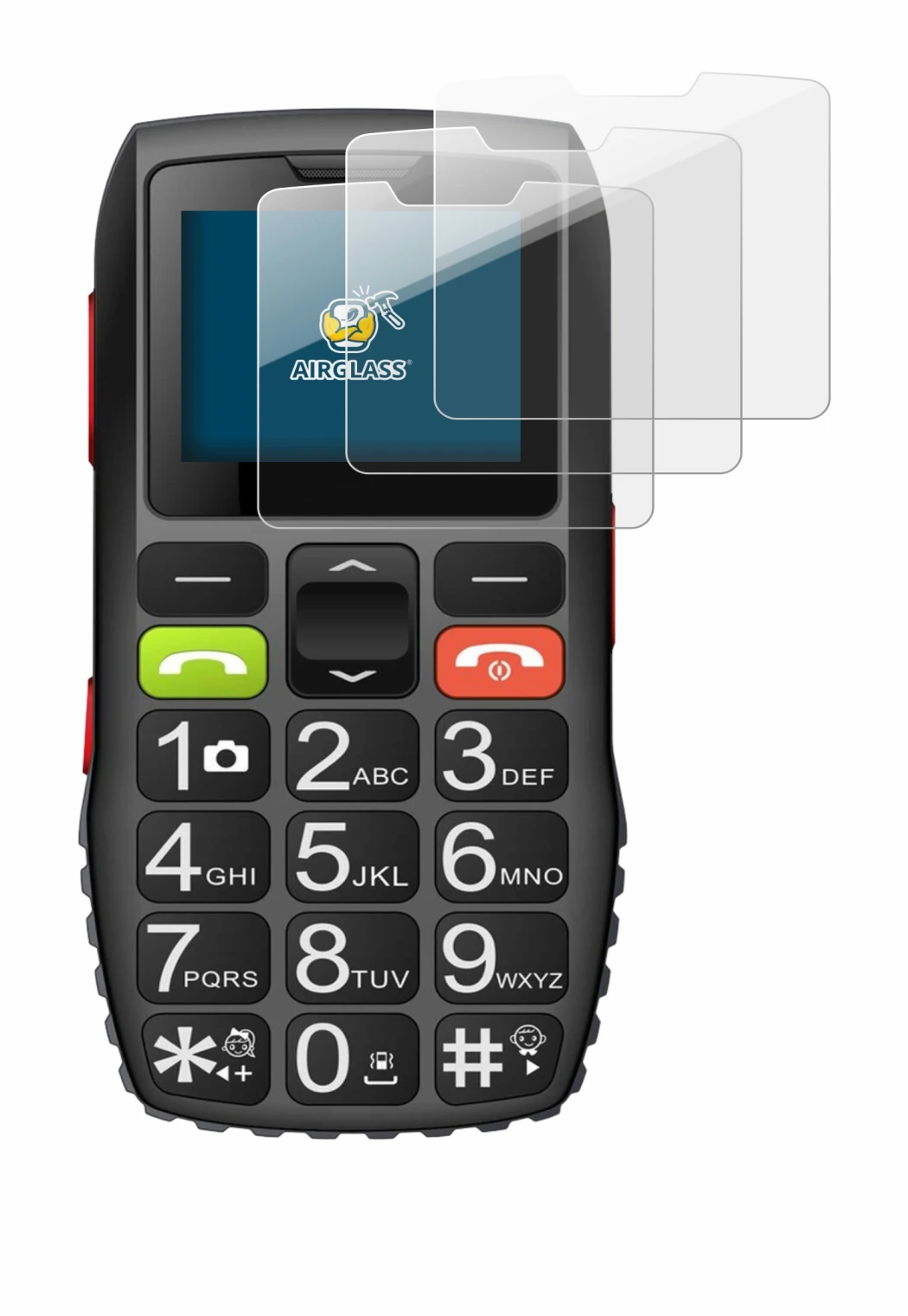 Image of the device artfone C1 with a wide variety of screen protectors.