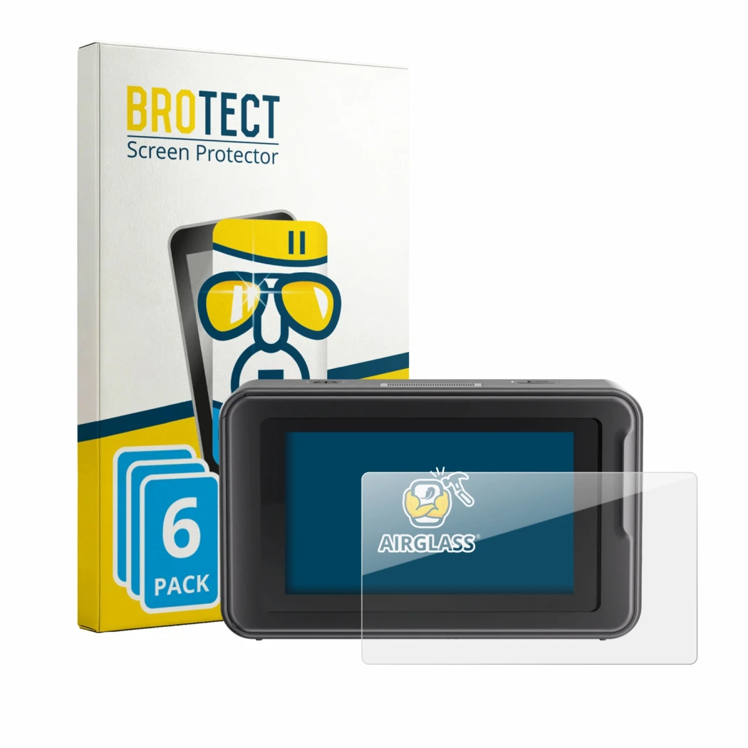Front side of a product packaging with the brand logo BROTECT. Next to it is the device Creality Pika shown with the correspon