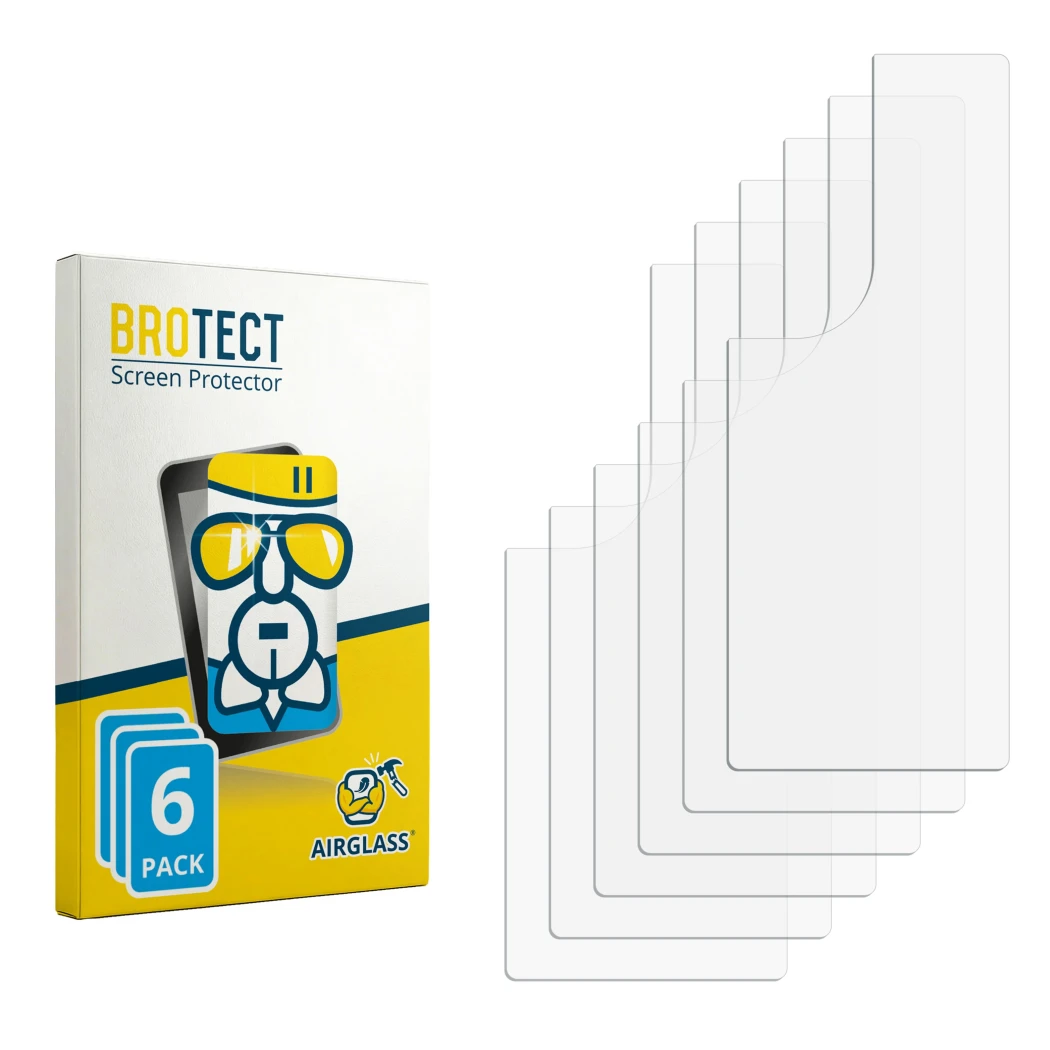 Front side of a product packaging with the brand logo BROTECT. Next to it is the corresponding screen protector.