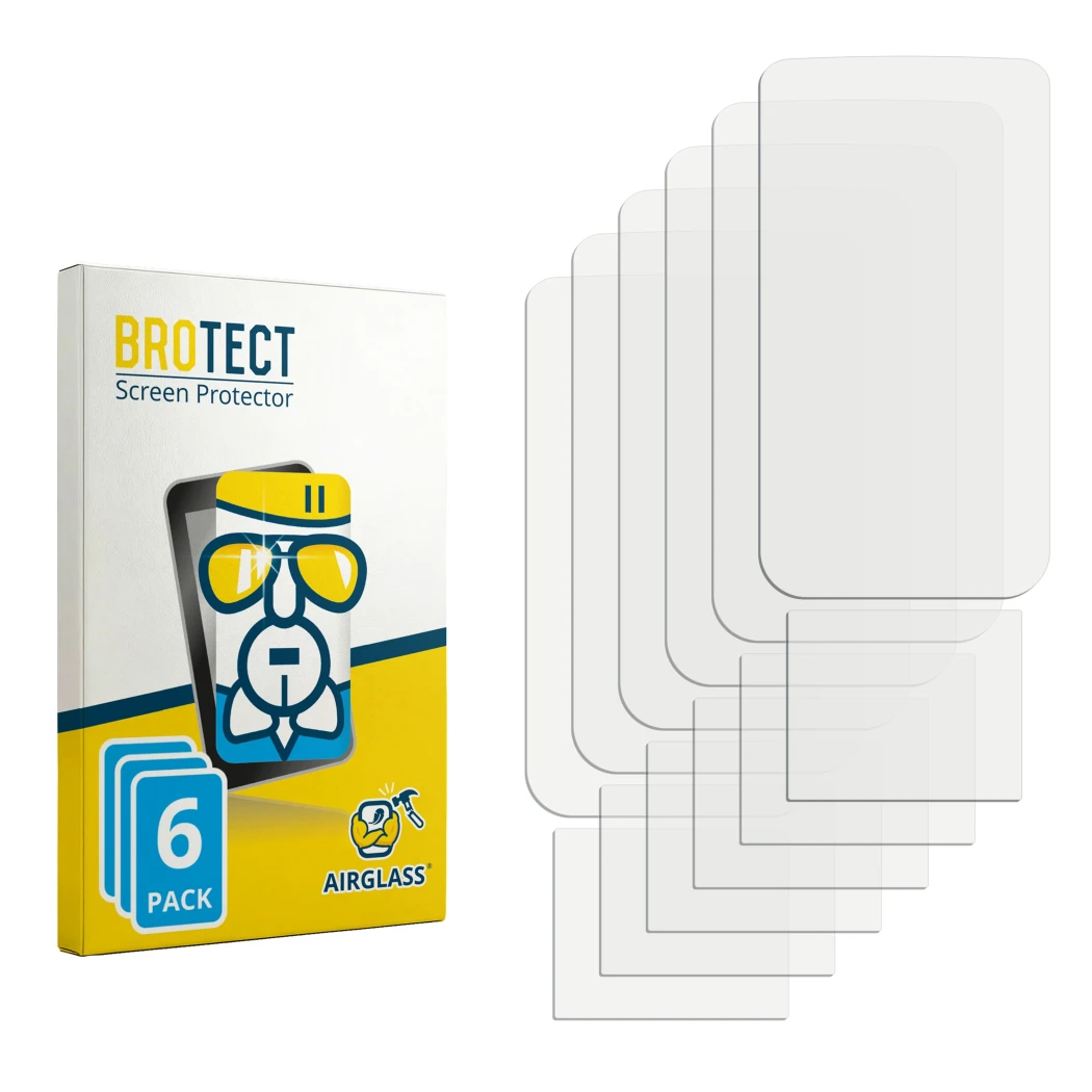 Front side of a product packaging with the brand logo BROTECT. Next to it is the corresponding screen protector.
