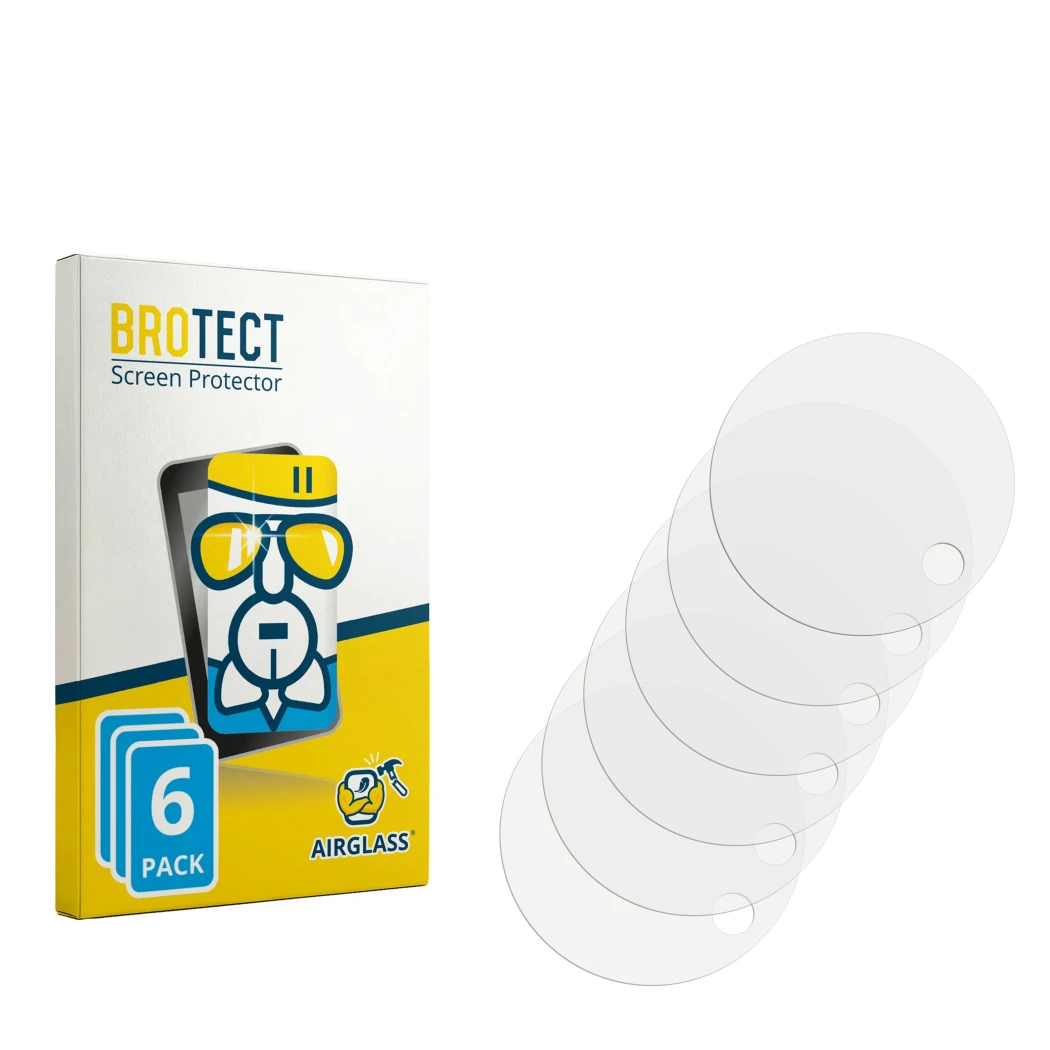 Front side of a product packaging with the brand logo BROTECT. Next to it is the corresponding screen protector.
