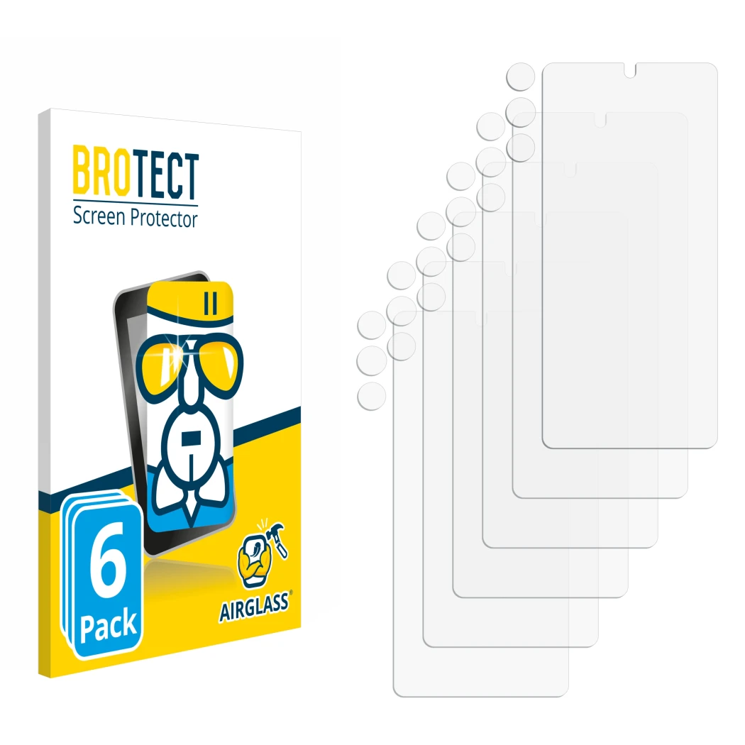 Front side of a product packaging with the brand logo BROTECT. Next to it is the corresponding screen protector.
