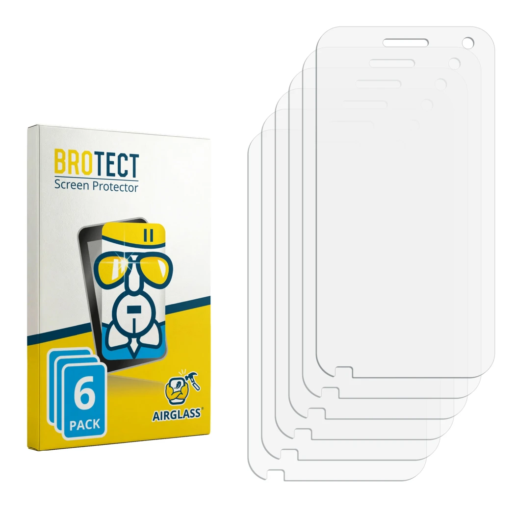 Front side of a product packaging with the brand logo BROTECT. Next to it is the corresponding screen protector.