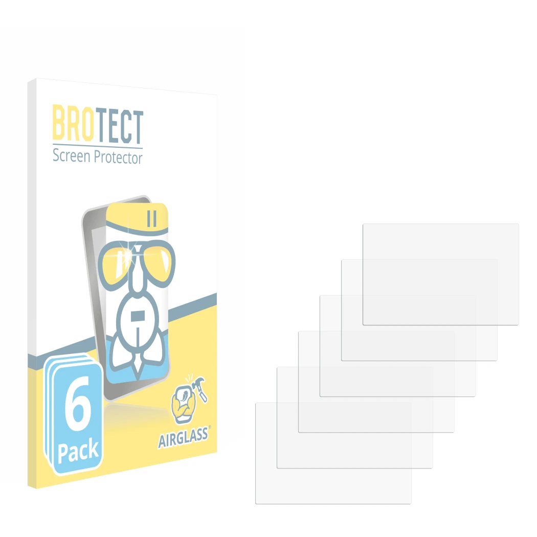 Front side of a product packaging with the brand logo BROTECT. Next to it is the corresponding screen protector.