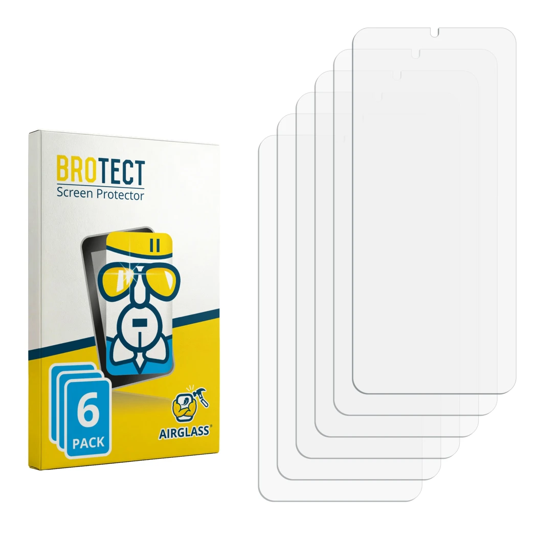 Front side of a product packaging with the brand logo BROTECT. Next to it is the corresponding screen protector.