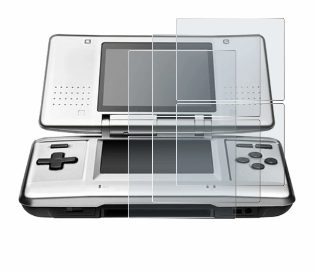 Image of the device Nintendo DS with a wide variety of screen protectors.