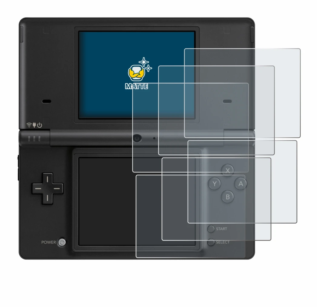 Image of the device Nintendo DSi with a wide variety of screen protectors.