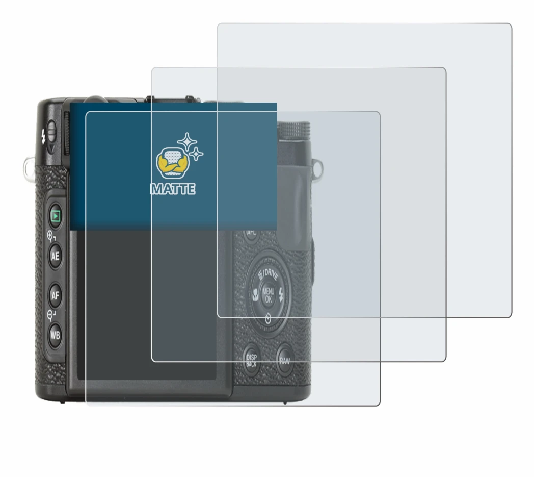 Image of the device Fujifilm X10 with a wide variety of screen protectors.