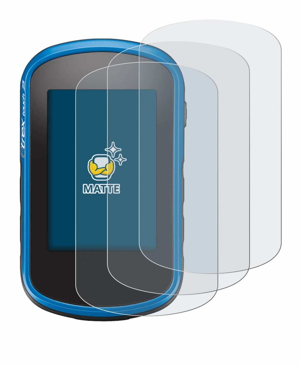 Image of the device Garmin eTrex Touch 35 with a wide variety of screen protectors.