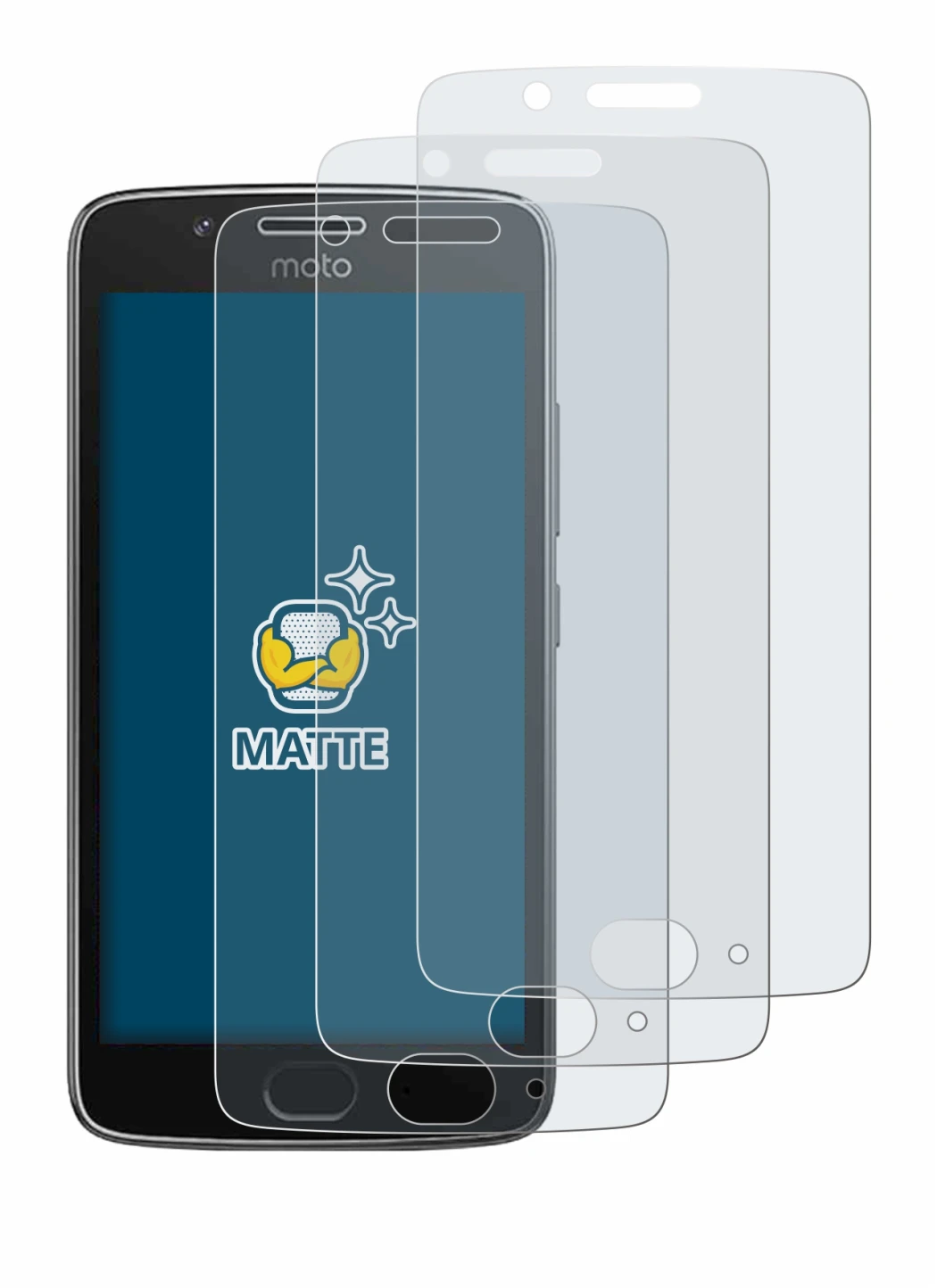 Image of the device Motorola Moto G5 with a wide variety of screen protectors.