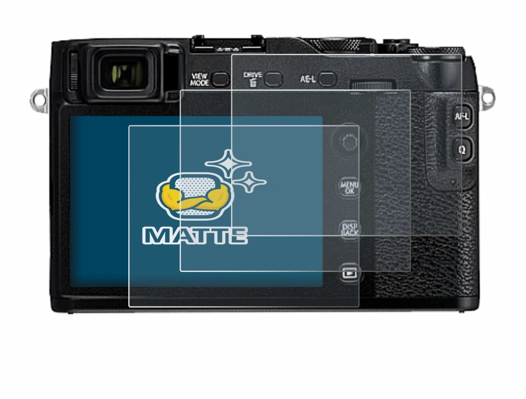 Image of the device Fujifilm X-E3 with a wide variety of screen protectors.