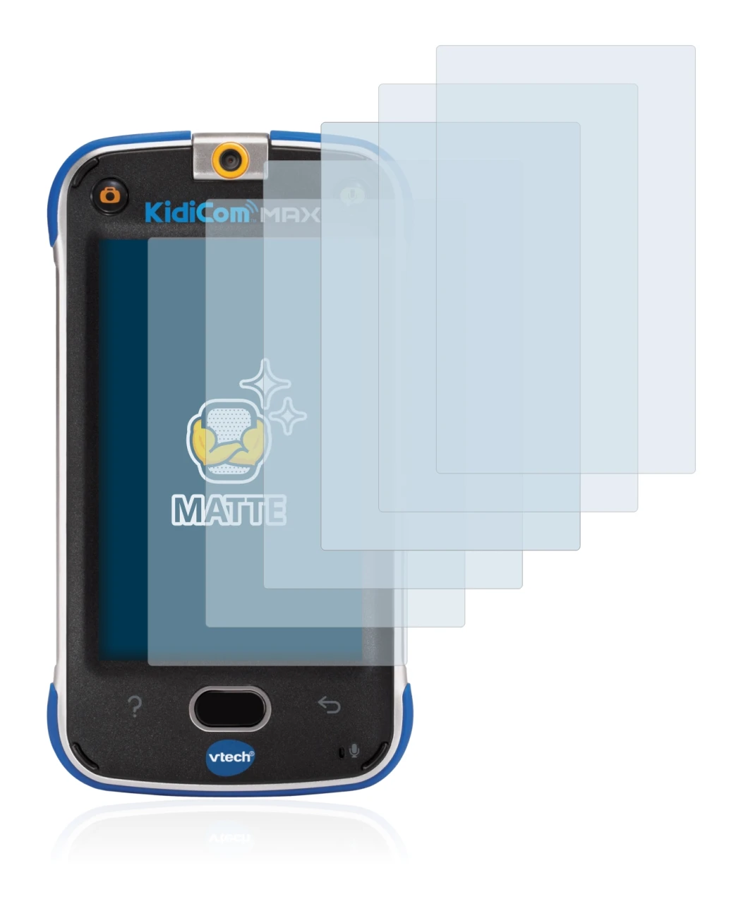 Image of the device Vtech Kidicom Max with a wide variety of screen protectors.