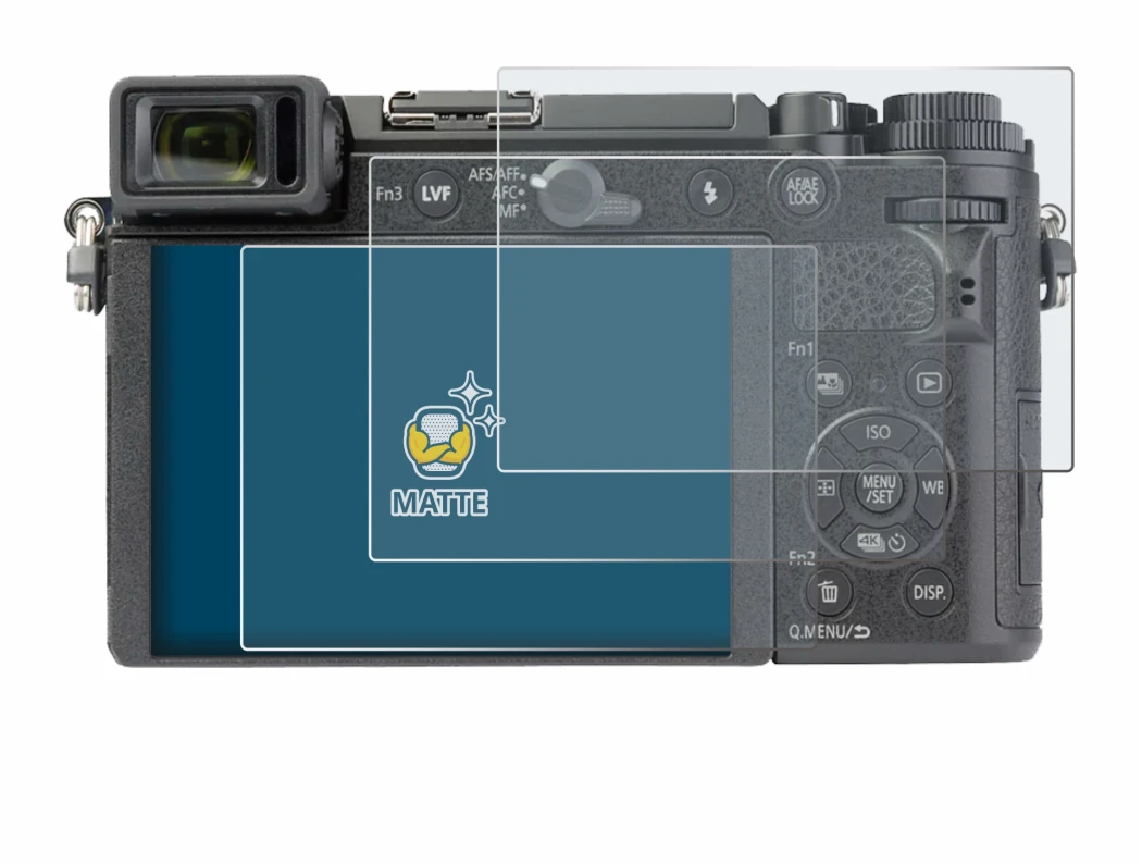 Image of the device Panasonic Lumix DC-GX9 with a wide variety of screen protectors.