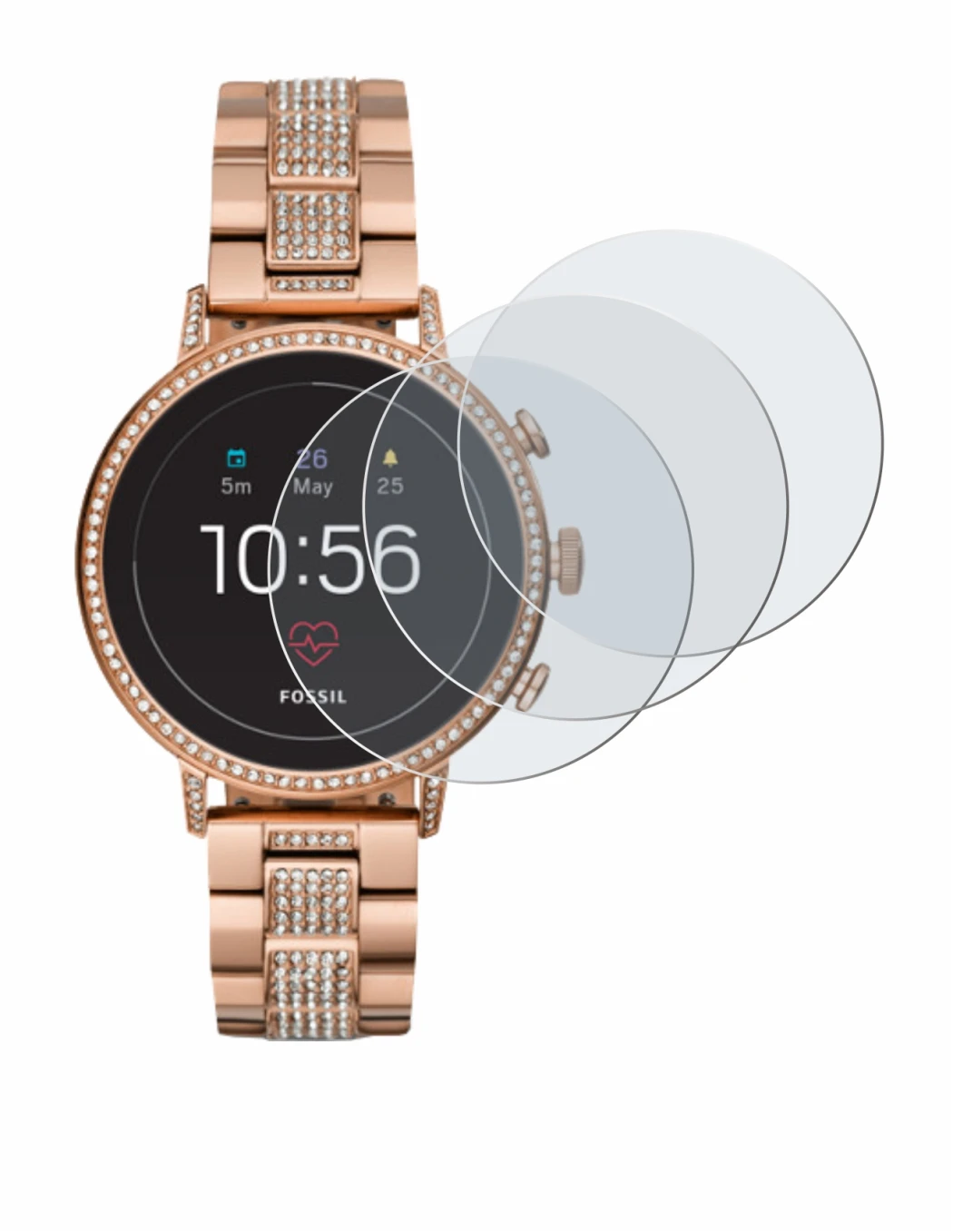 Image of the device Fossil Q Venture HR (4.Gen) with a wide variety of screen protectors.