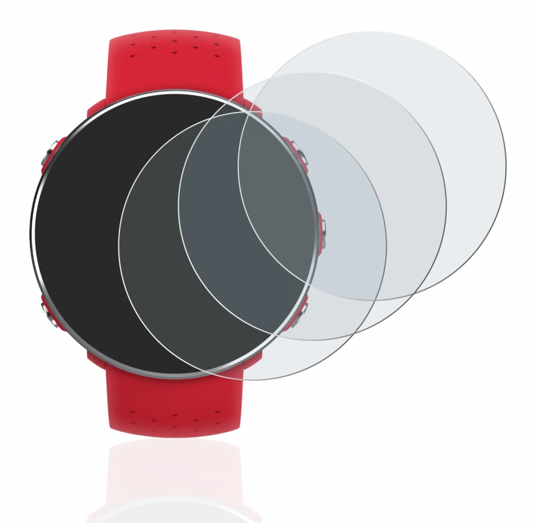 Image of the device Polar Vantage M with a wide variety of screen protectors.