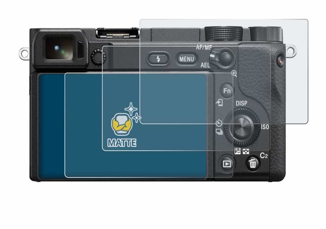 Image of the device Sony Alpha 6400 with a wide variety of screen protectors.