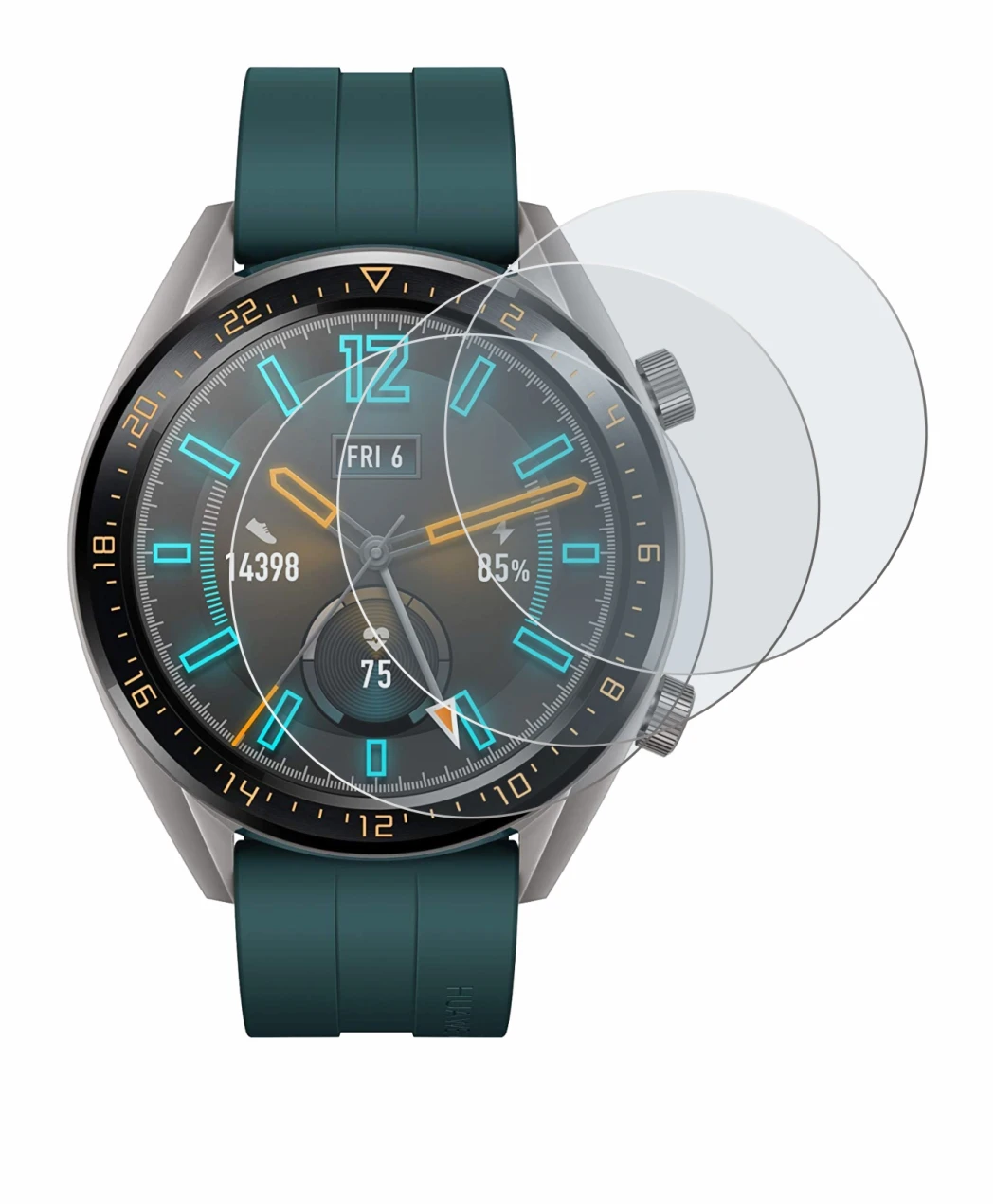 Image of the device Huawei Watch GT Active with a wide variety of screen protectors.
