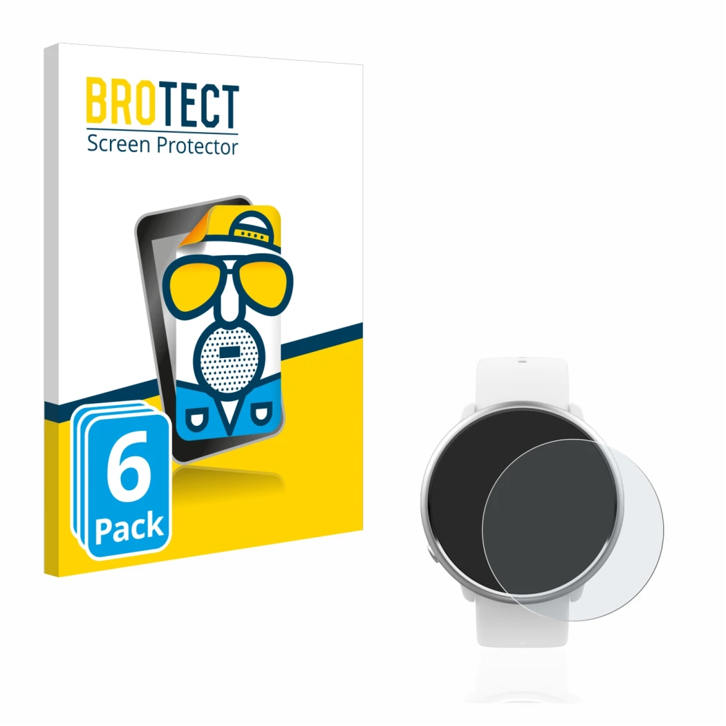 Front side of a product packaging with the brand logo BROTECT. Next to it is the device Polar Ignite shown with the correspond