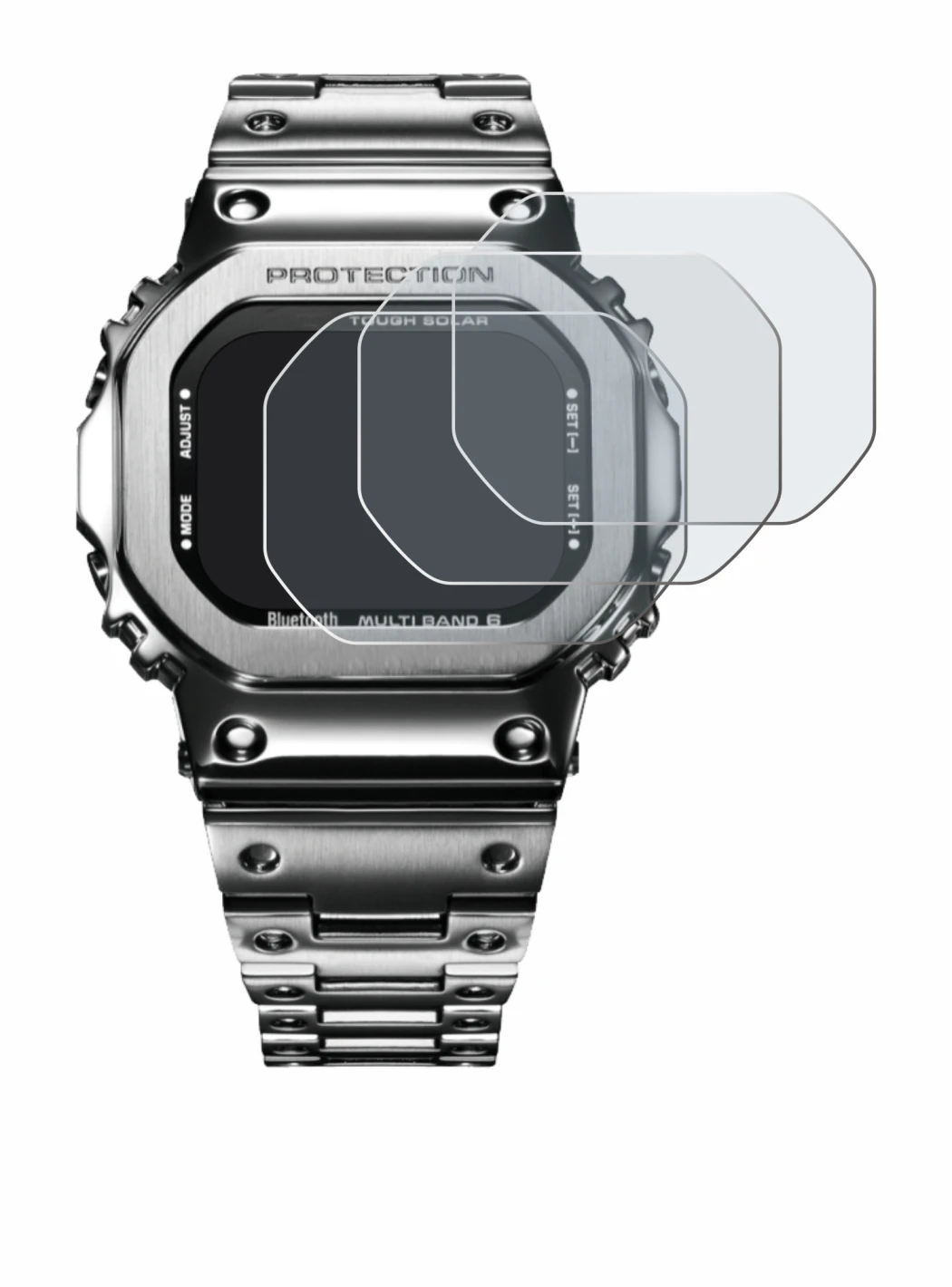Image of the device Casio G-Shock GMW-B5000D-1ER with a wide variety of screen protectors.