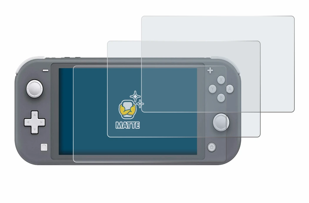 Image of the device Nintendo Switch Lite with a wide variety of screen protectors.