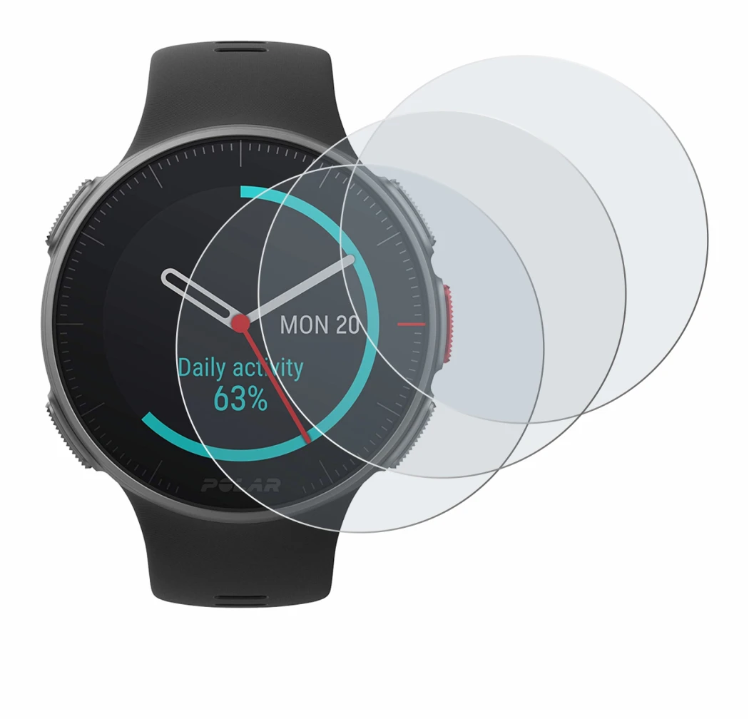 Image of the device Polar Vantage V Titan with a wide variety of screen protectors.