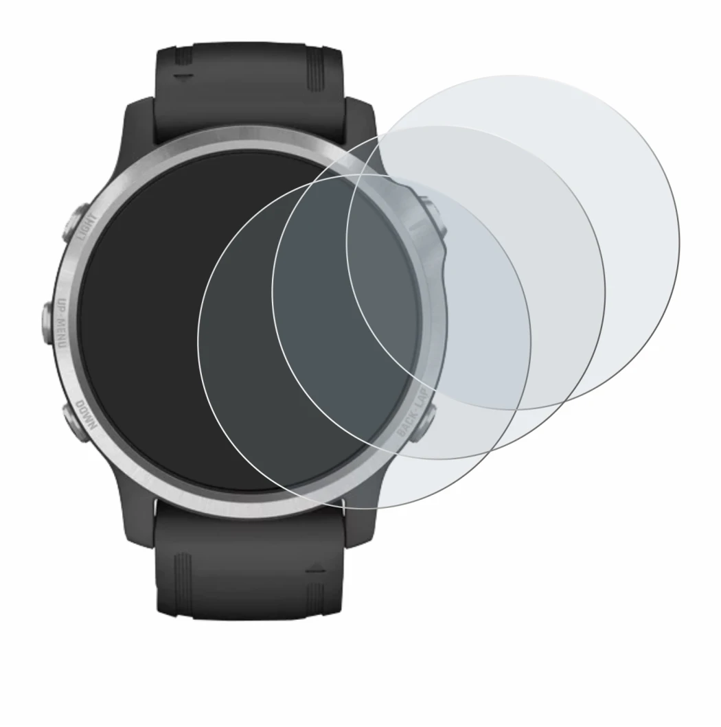 Image of the device Garmin Fenix 6S with a wide variety of screen protectors.