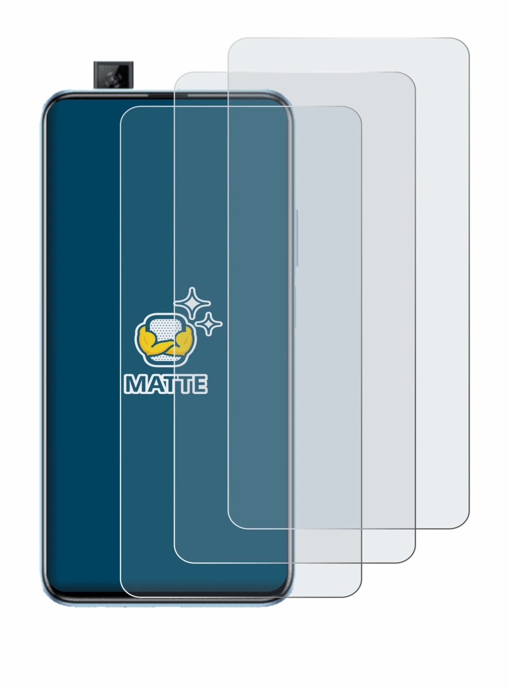 Image of the device Huawei P smart Pro 2019 with a wide variety of screen protectors.