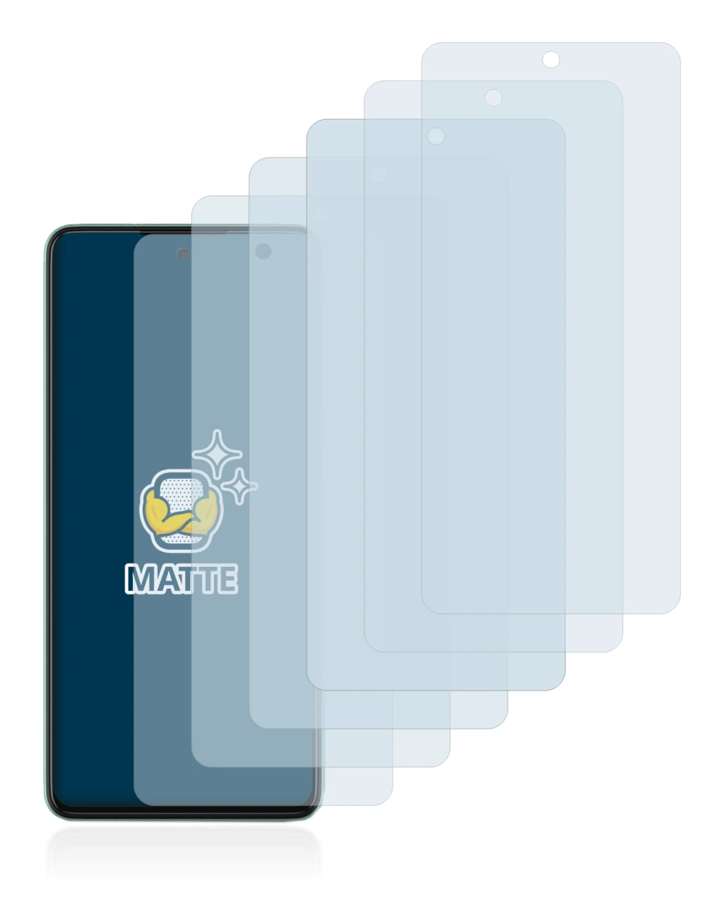 Image of the device Samsung Galaxy A52 with a wide variety of screen protectors.