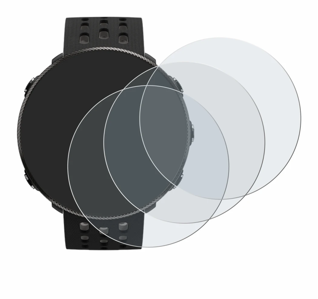 Image of the device Polar Vantage M2 with a wide variety of screen protectors.