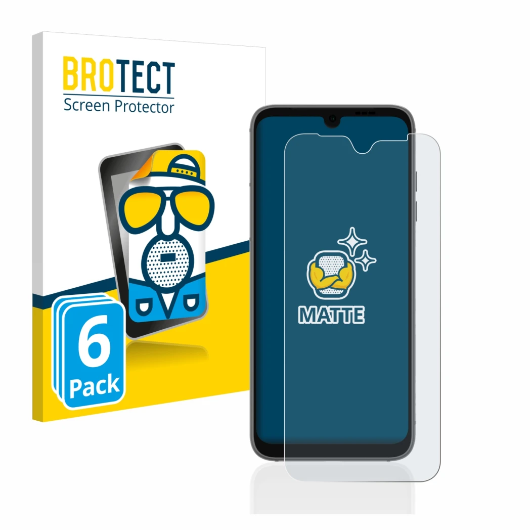 Front side of a product packaging with the brand logo BROTECT. Next to it is the device Fairphone 4 shown with the correspondi