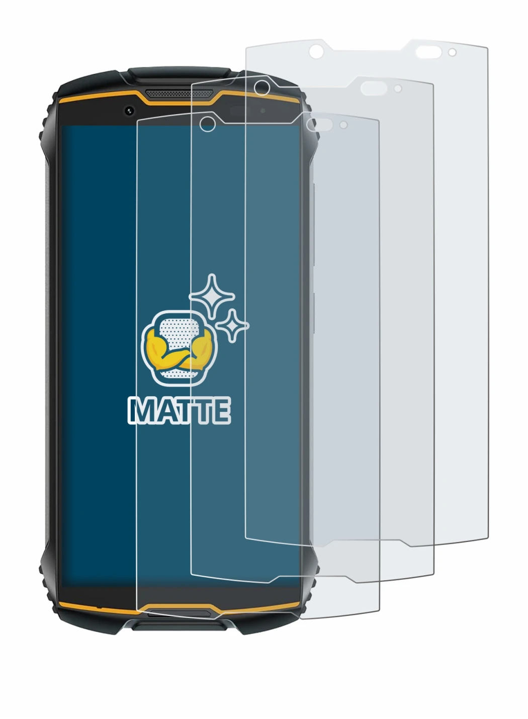 Image of the device Cubot King Kong Mini 2 with a wide variety of screen protectors.