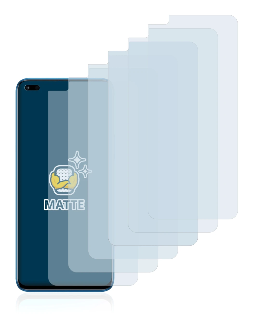Image of the device Honor 50 Lite with a wide variety of screen protectors.