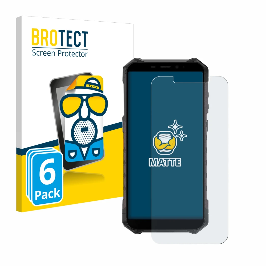 Front side of a product packaging with the brand logo BROTECT. Next to it is the device Ulefone Armor X9 Pro shown with the co