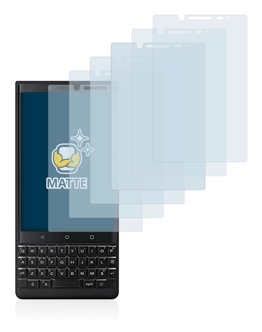 Image of the device BlackBerry Key2 (Dual Sim) with a wide variety of screen protectors.