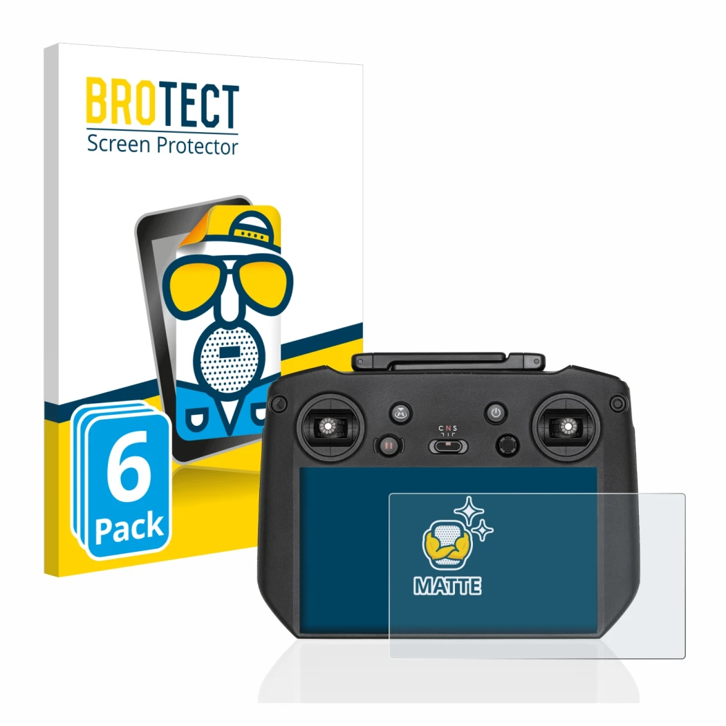 Front side of a product packaging with the brand logo BROTECT. Next to it is the device DJI RC Pro shown with the correspondin