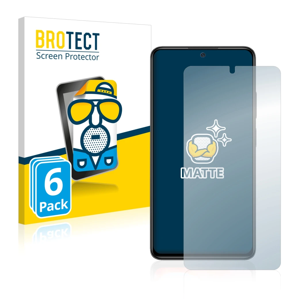 Front side of a product packaging with the brand logo BROTECT. Next to it is the device Xiaomi Redmi Note 11 Pro shown with th
