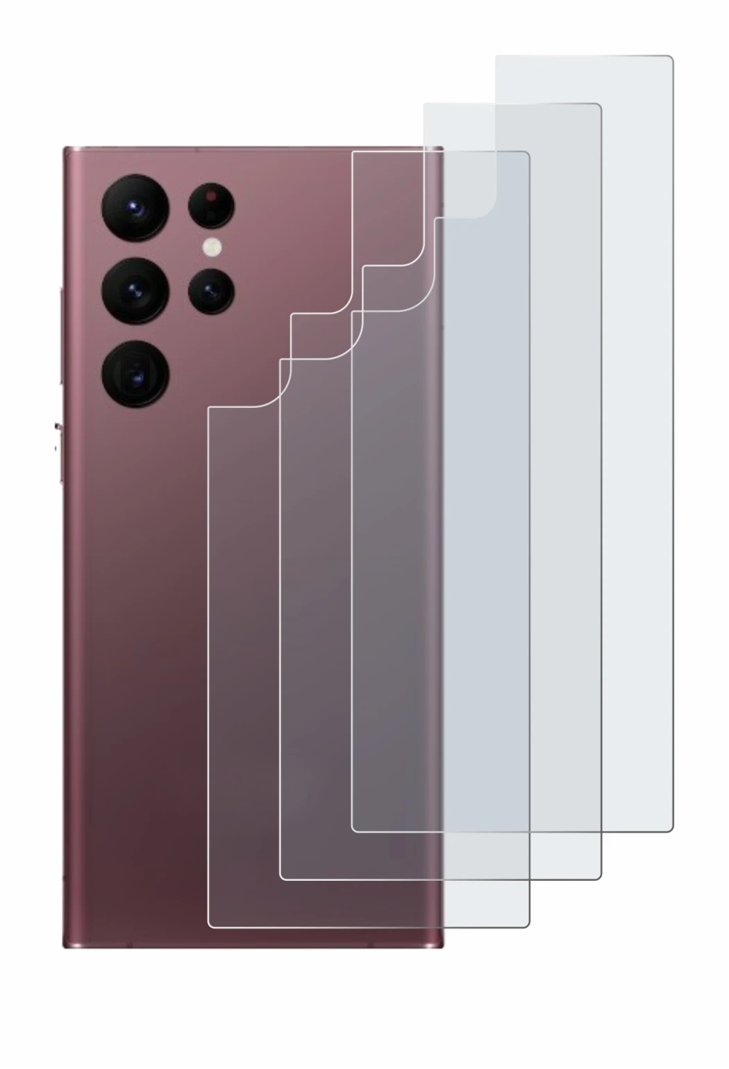 Image of the device Samsung Galaxy S22 Ultra 5G (Back) with a wide variety of screen protectors.