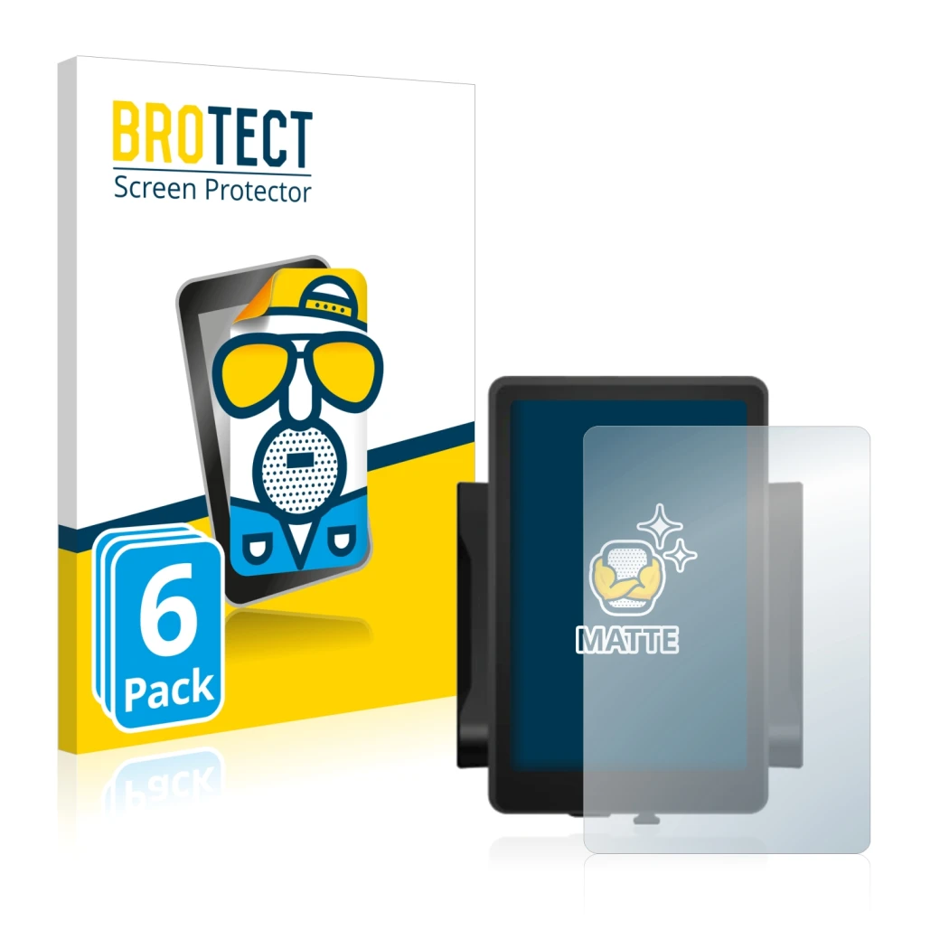 Front side of a product packaging with the brand logo BROTECT. Next to it is the device Bafang 860c shown with the correspondi