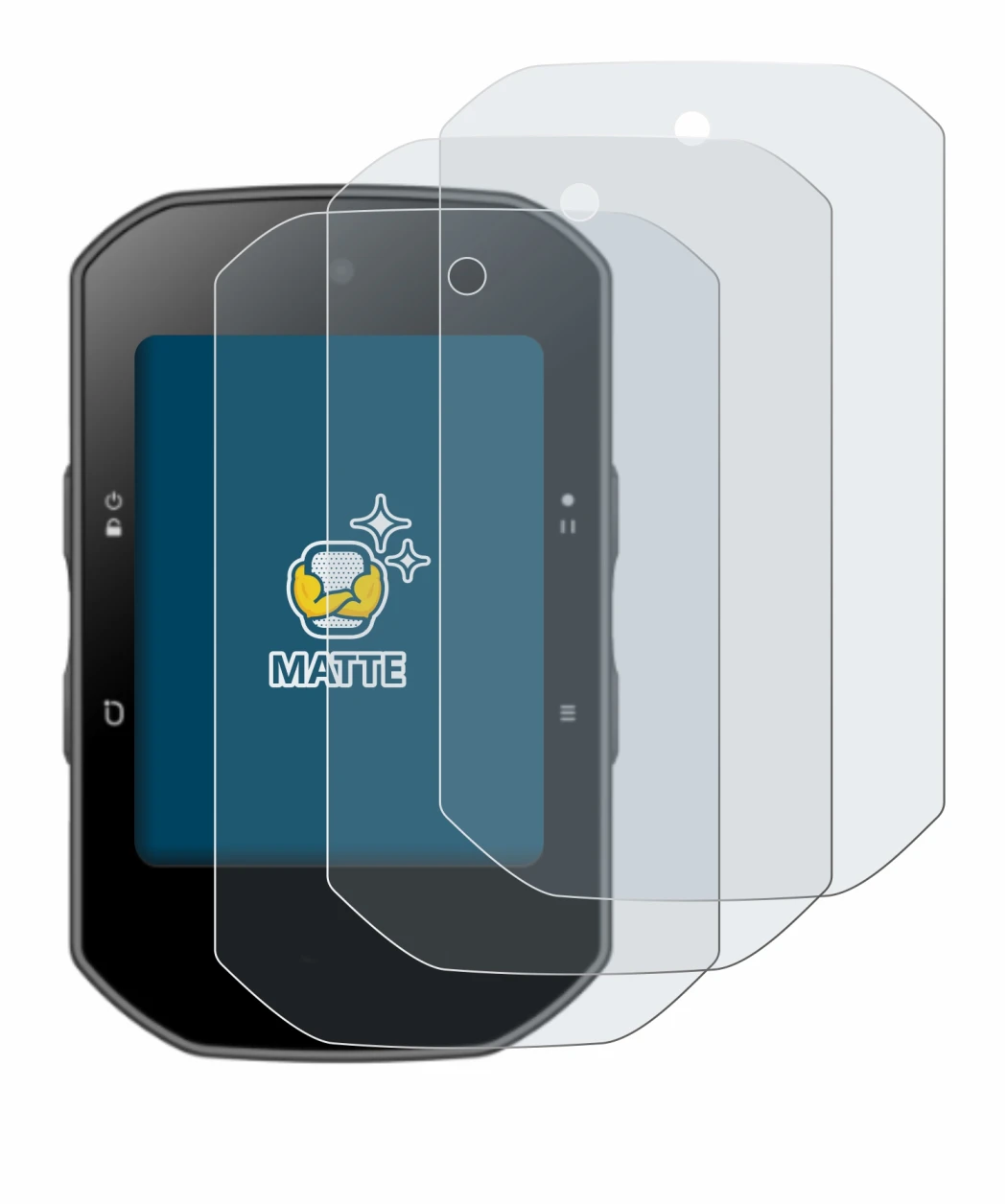 Image of the device Bryton Rider S500 with a wide variety of screen protectors.