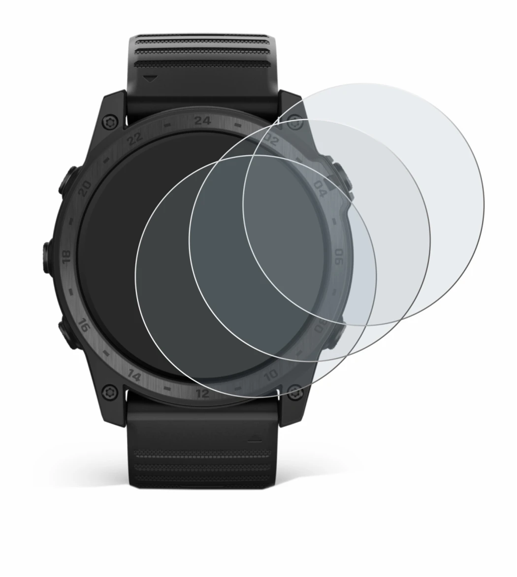 Image of the device Garmin Tactix 7 Pro with a wide variety of screen protectors.