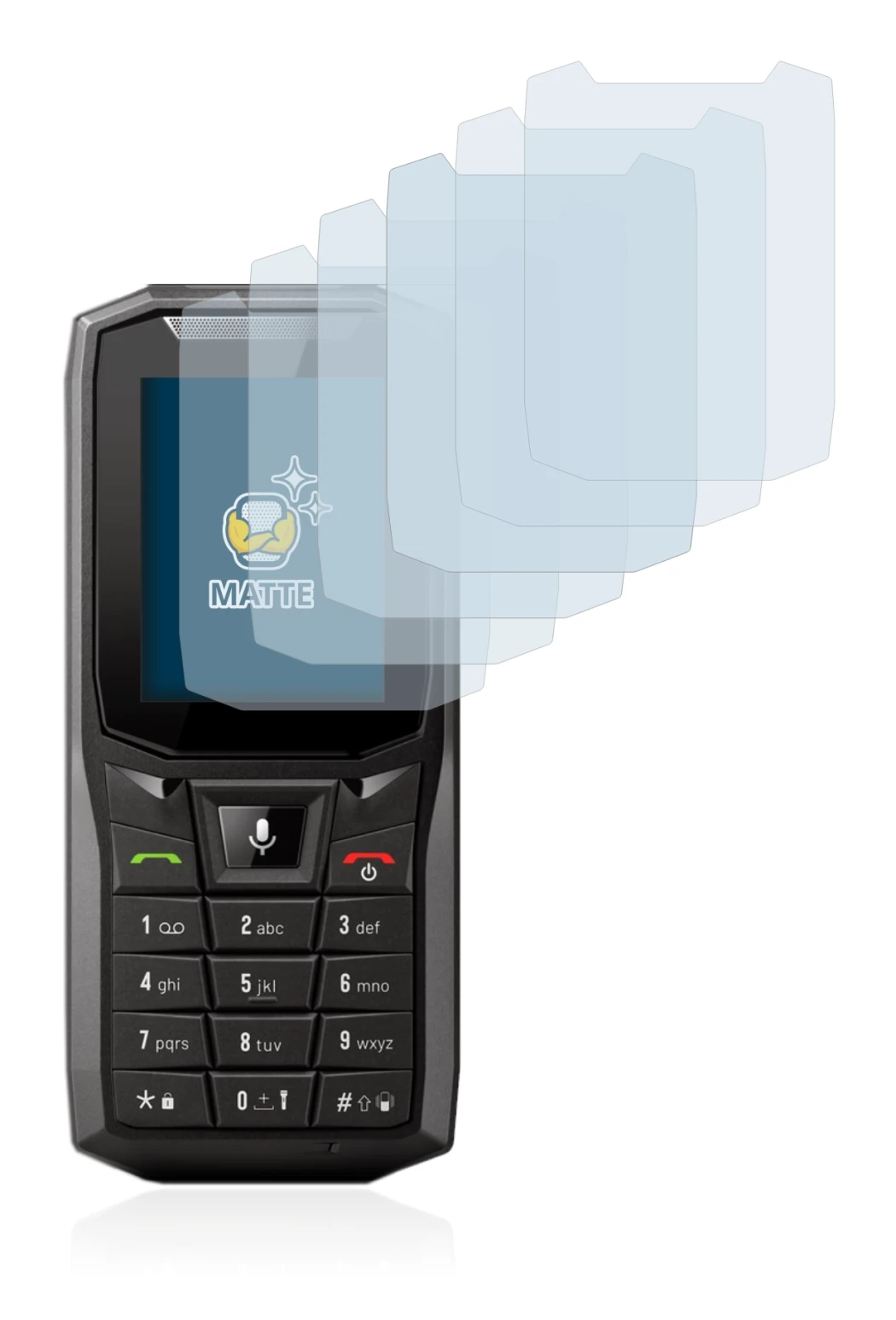 Image of the device Crosscall Core-S4 with a wide variety of screen protectors.