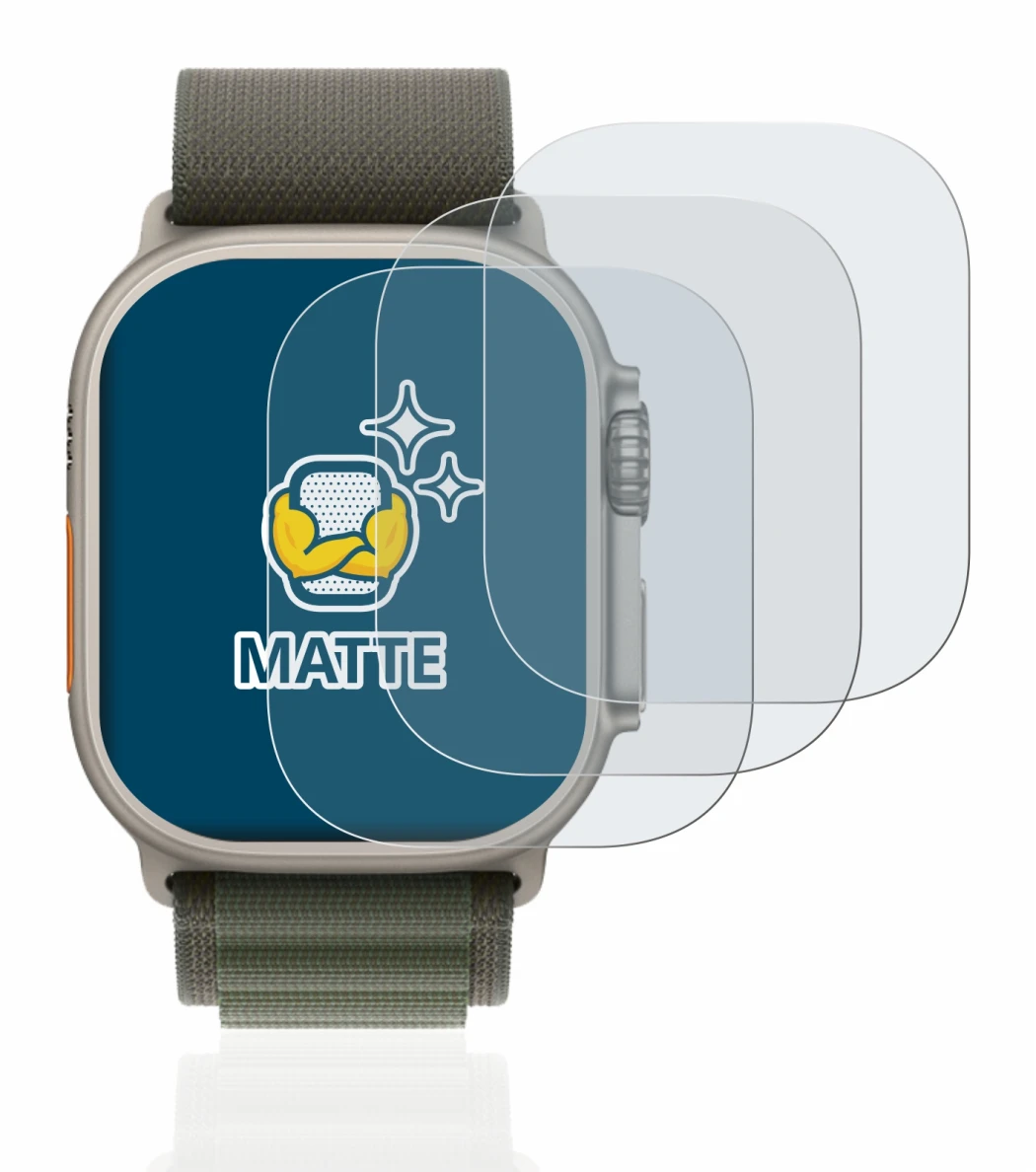 Image of the device Apple Watch Ultra (49 mm) with a wide variety of screen protectors.
