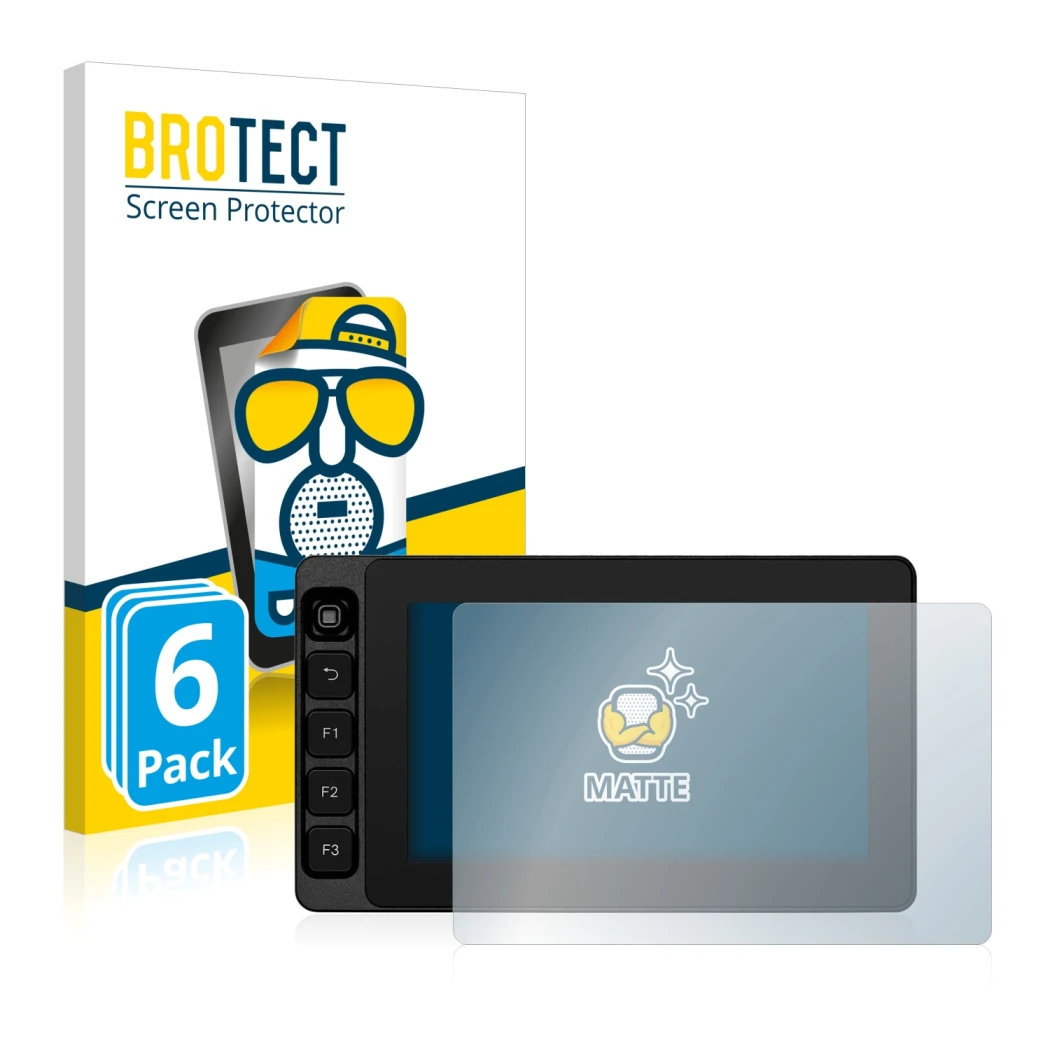 Front side of a product packaging with the brand logo BROTECT. Next to it is the device SmallHD Ultra 5 shown with the corresp