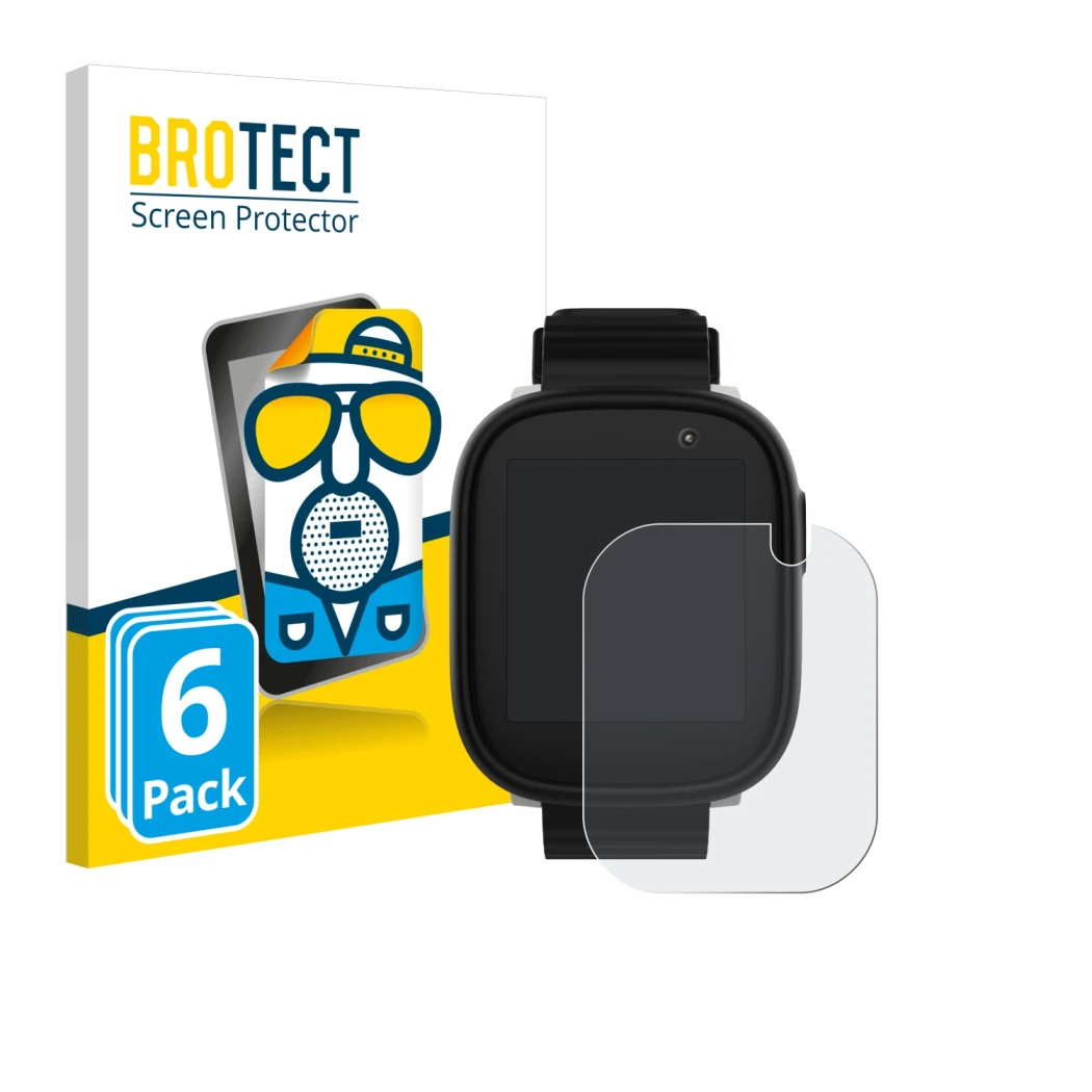 Front side of a product packaging with the brand logo BROTECT. Next to it is the device Xplora X6 Play 2022 (1st generation) s