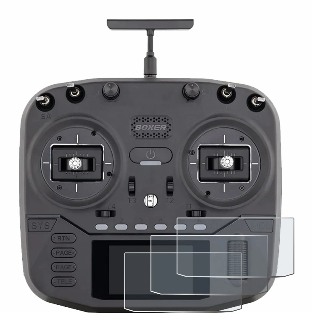 Image of the device Radiomaster Boxer with a wide variety of screen protectors.